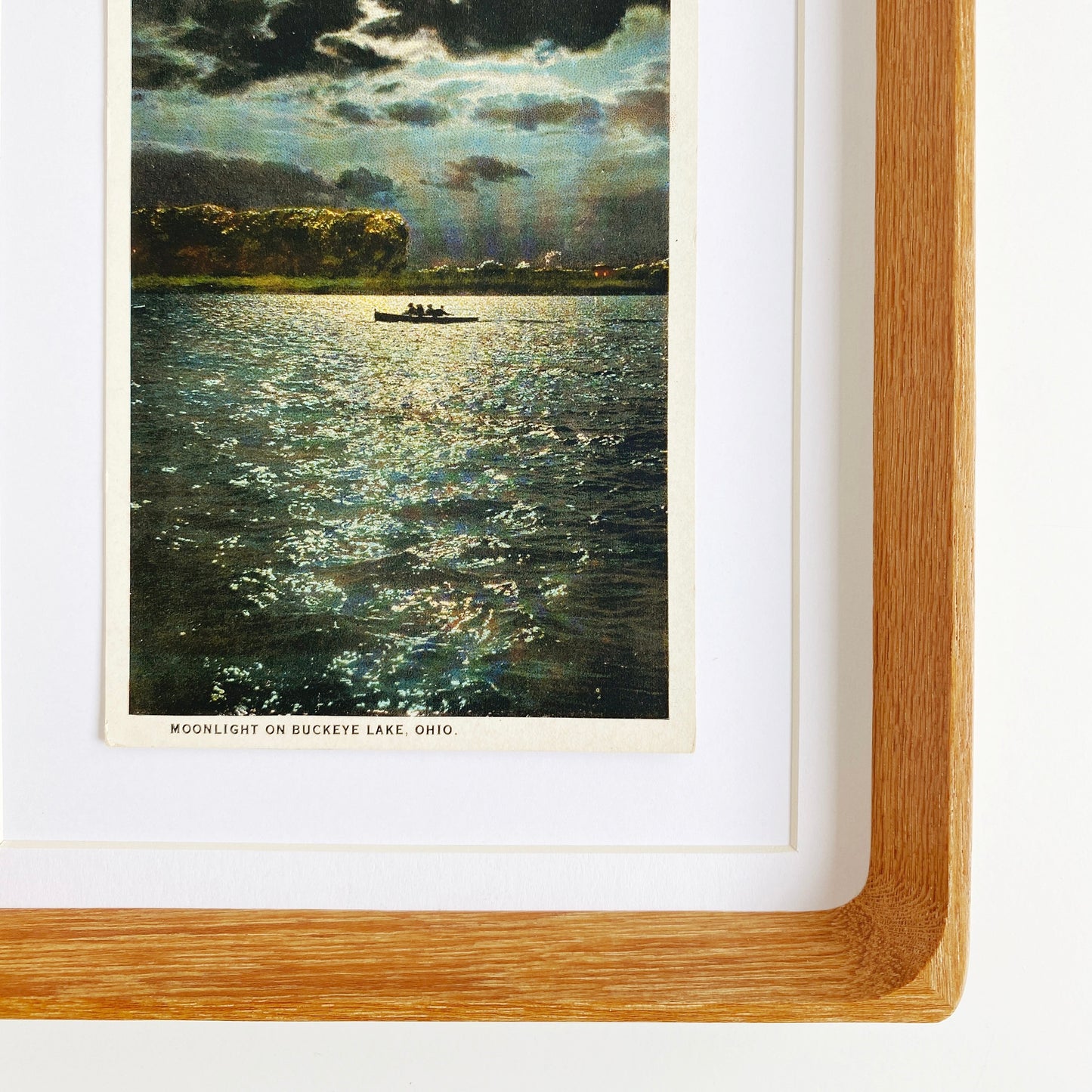 framed buckeye lake moonlight vintage postcard