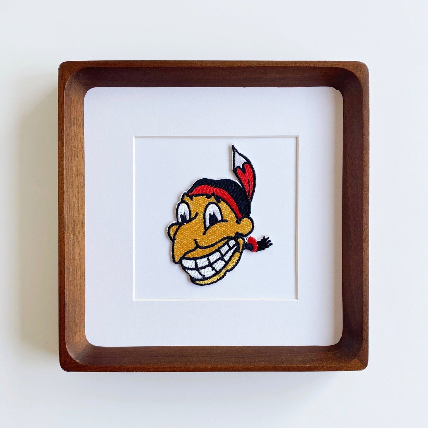 framed cleveland indians wahoo vintage patch