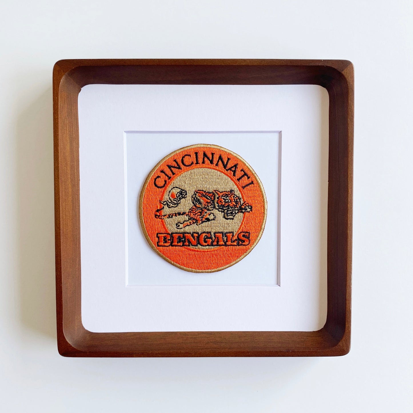 framed cincinnati bengals pouncing bengal vintage patch