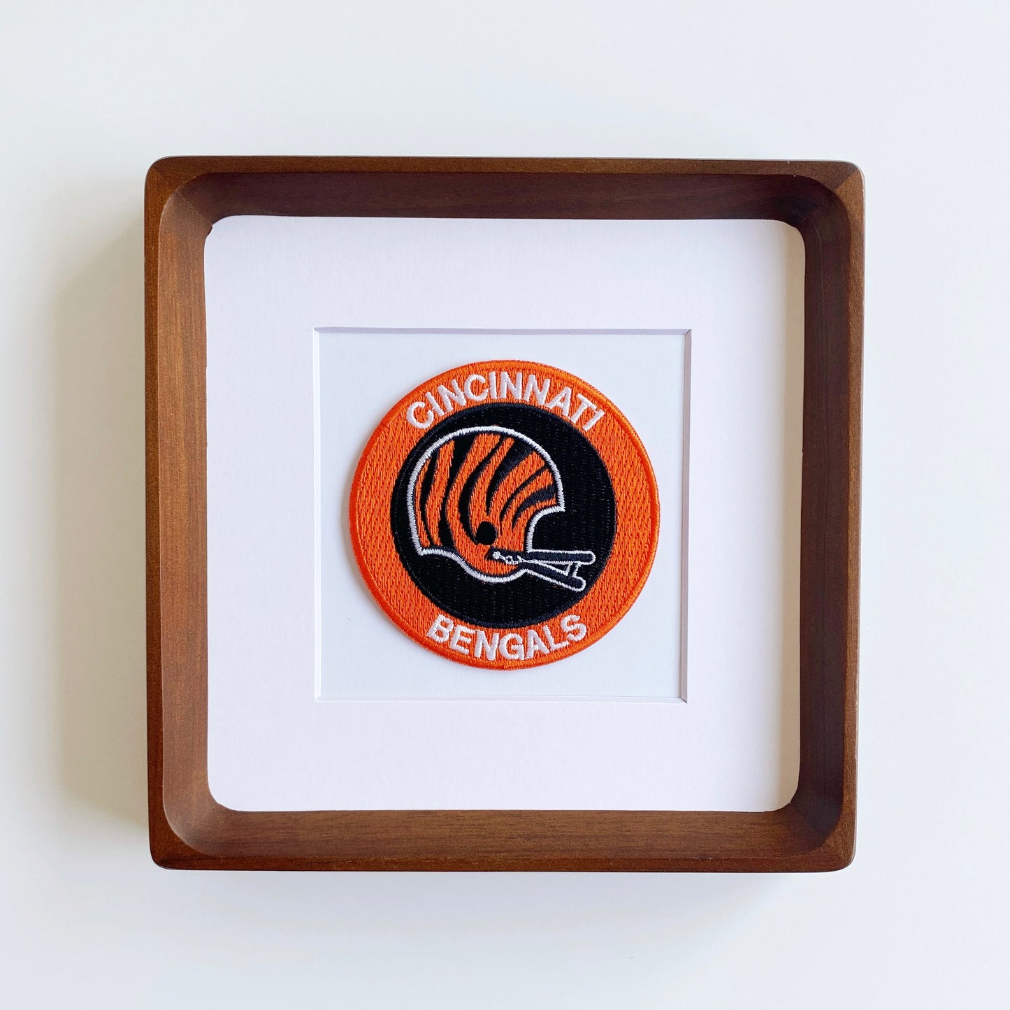 framed cincinnati bengals orange helmet vintage patch