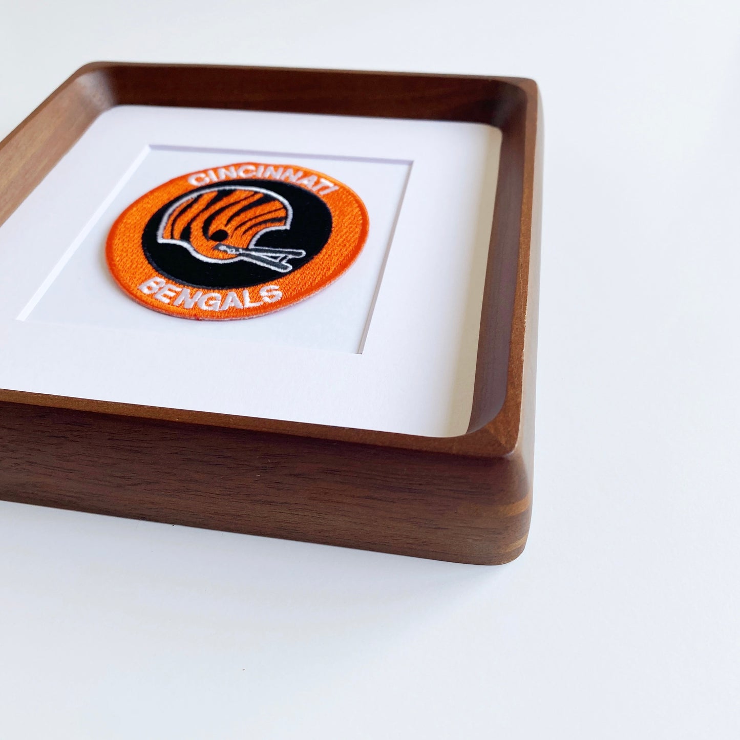 framed cincinnati bengals orange helmet vintage patch