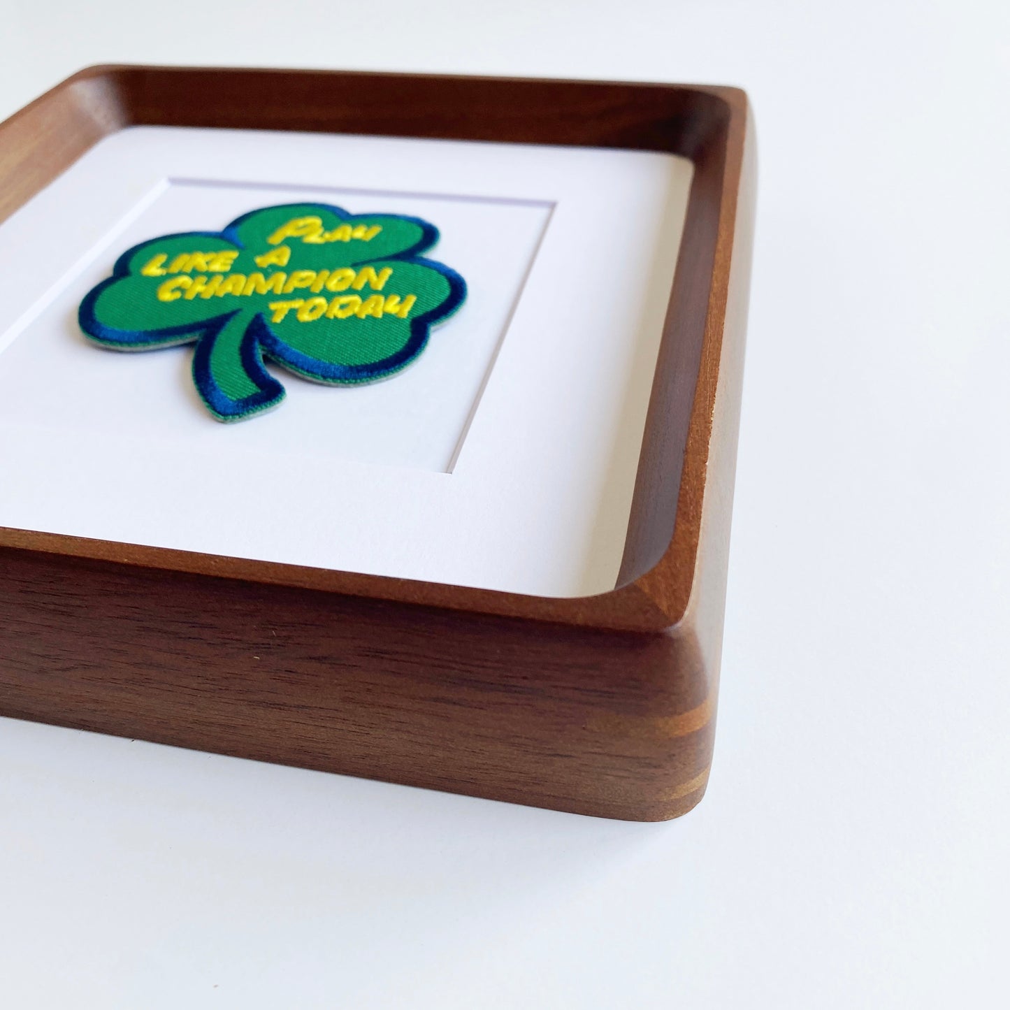 framed notre dame play like a champion vintage patch