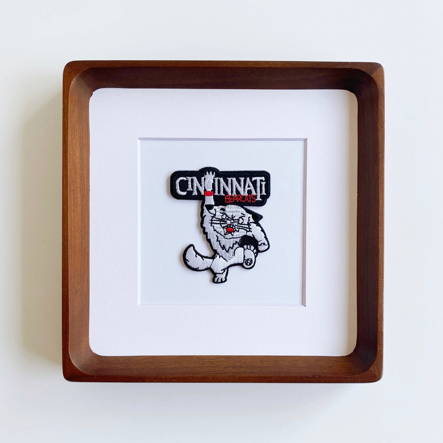 framed university of cincinnati bearcat claw vintage patch