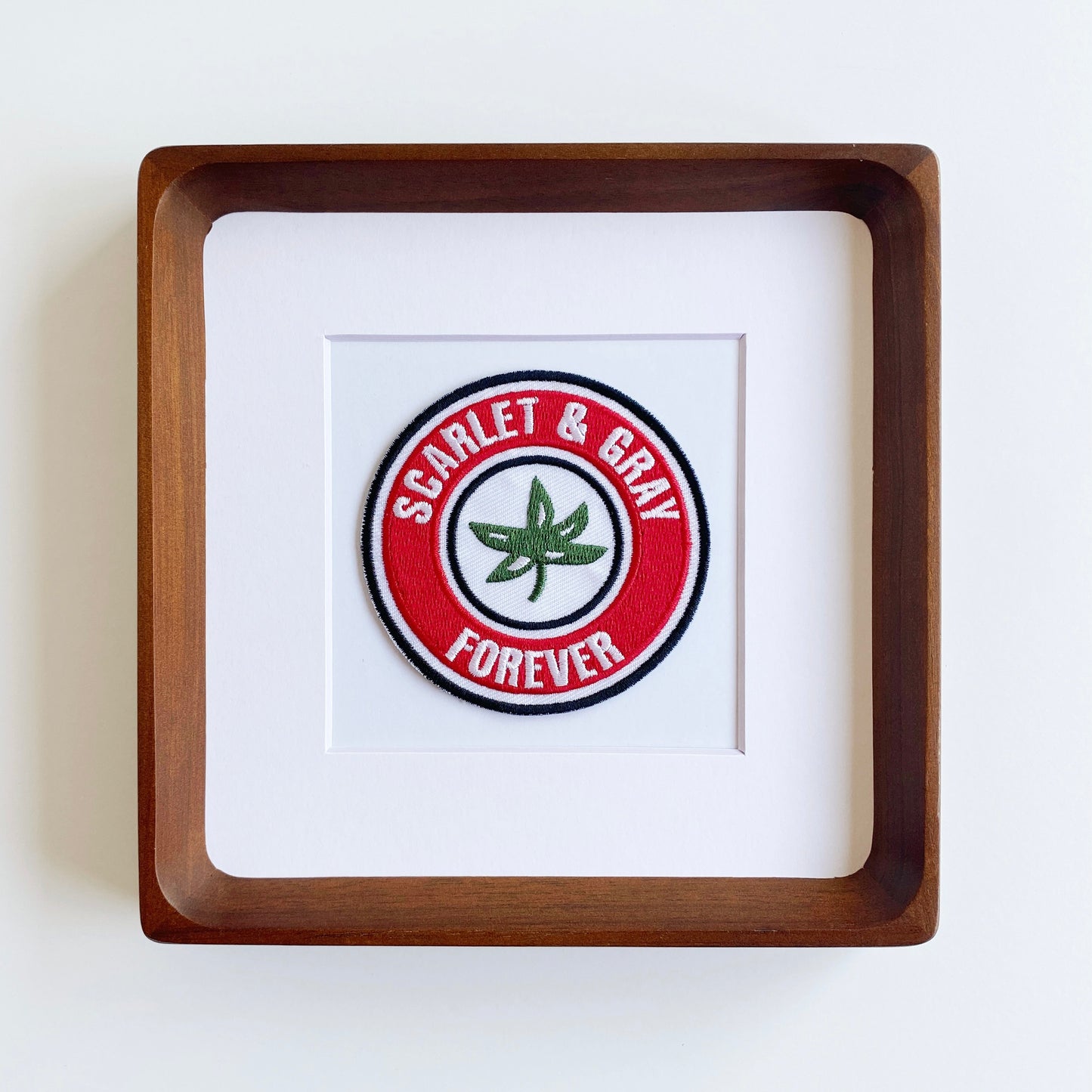 framed ohio state scarlet and gray forever vintage patch