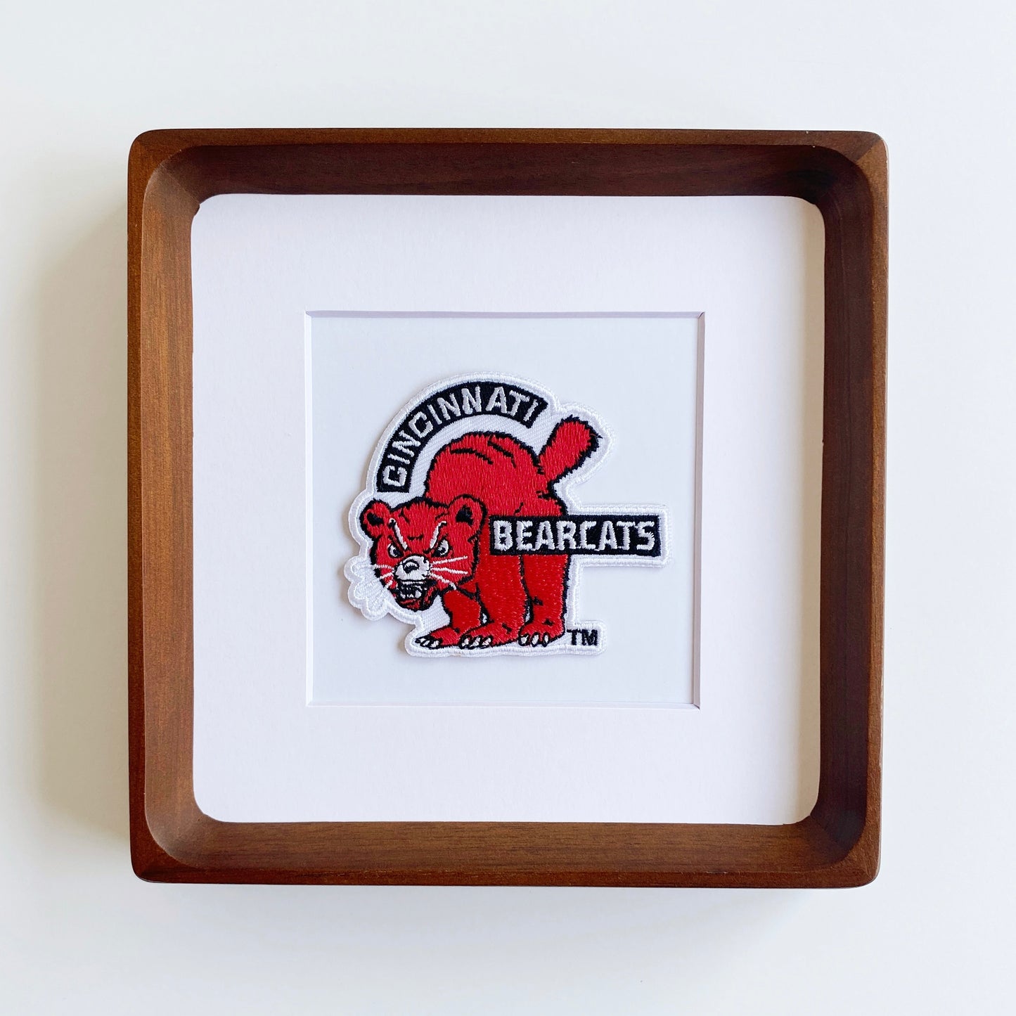 framed university of cincinnati red bearcat vintage patch