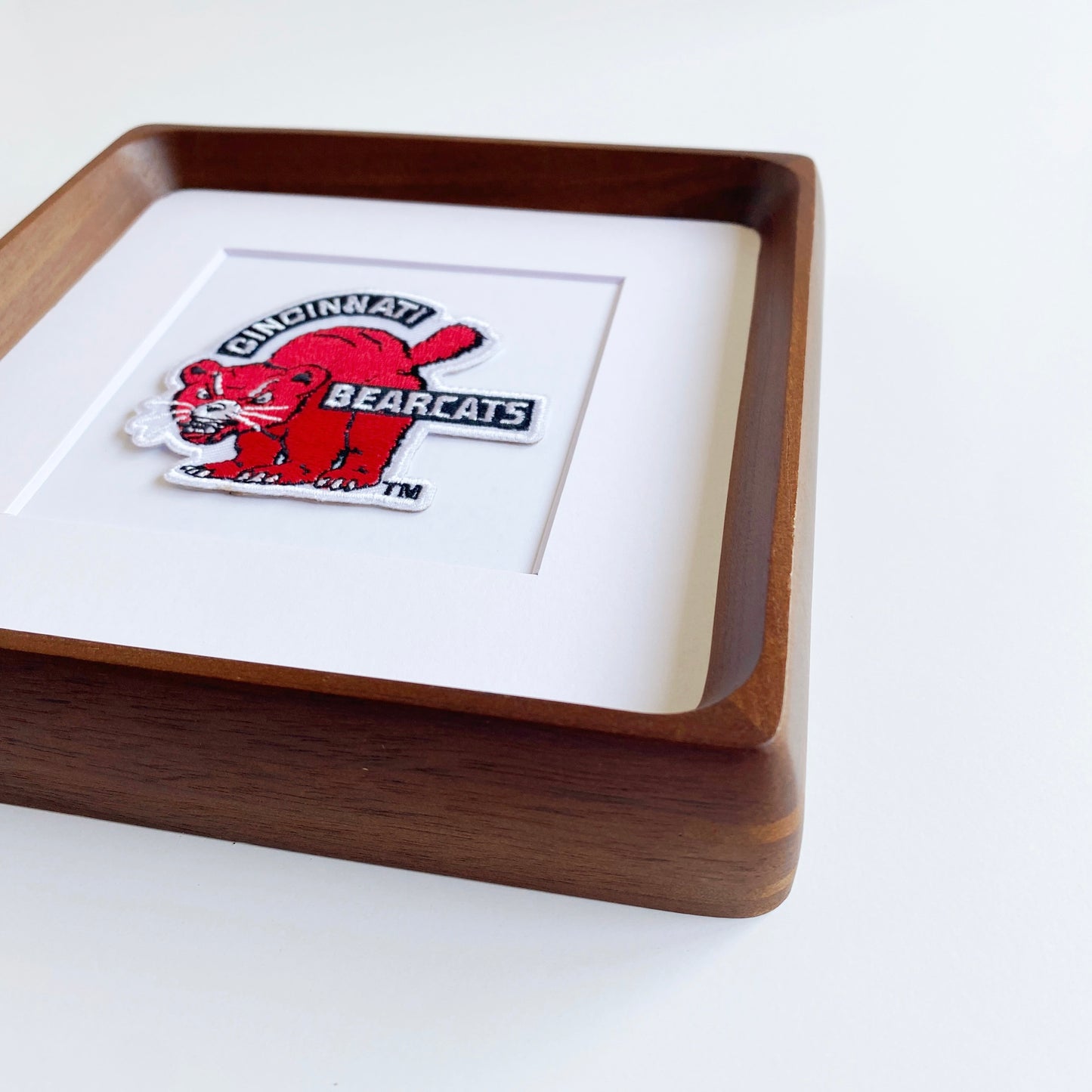framed university of cincinnati red bearcat vintage patch