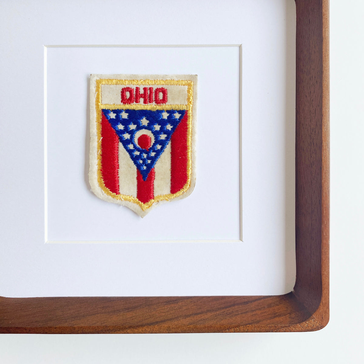 framed ohio flag vintage patch