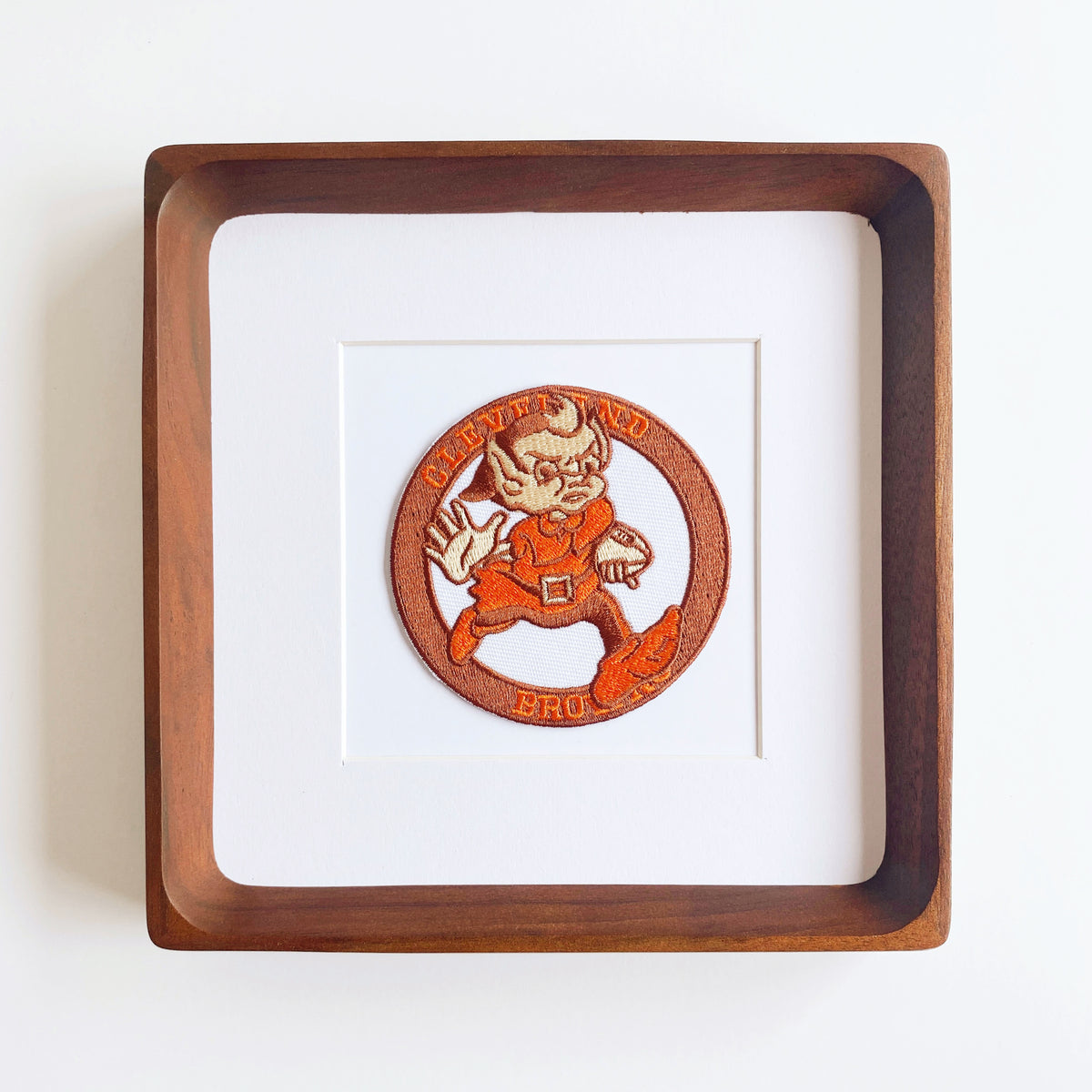 framed cleveland browns elf running vintage patch