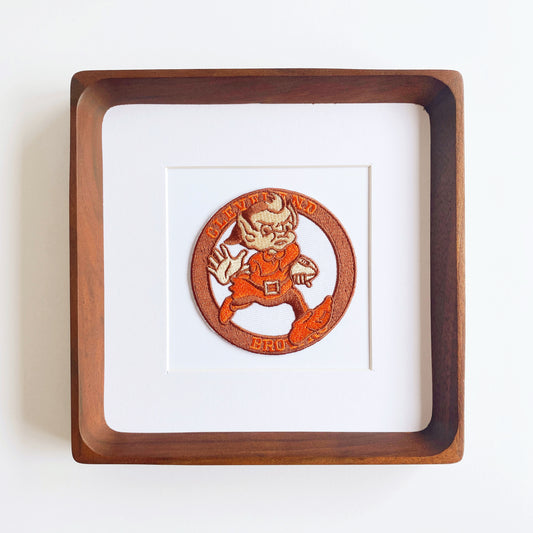 framed cleveland browns elf running vintage patch