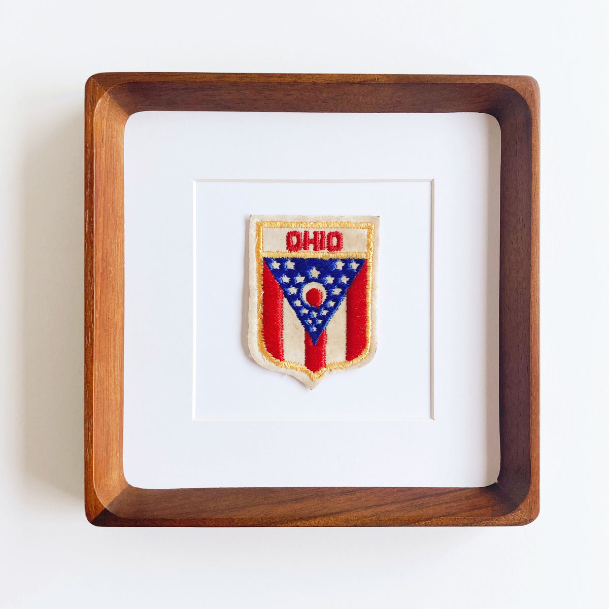 framed ohio flag vintage patch