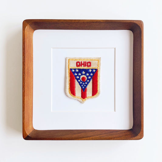 framed ohio flag vintage patch