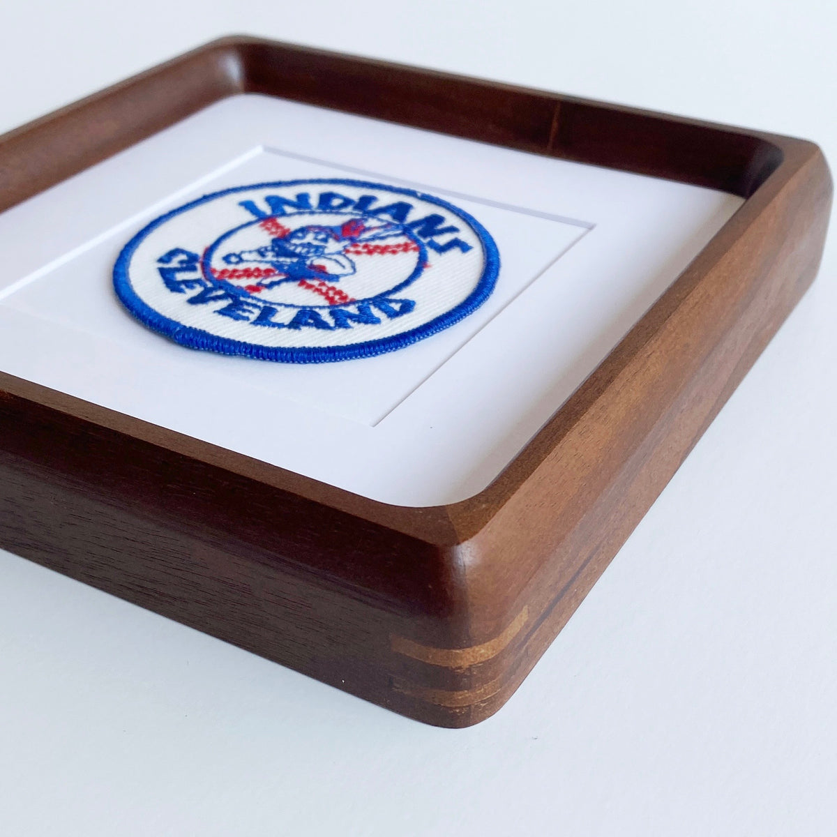 framed cleveland indians circle vintage patch