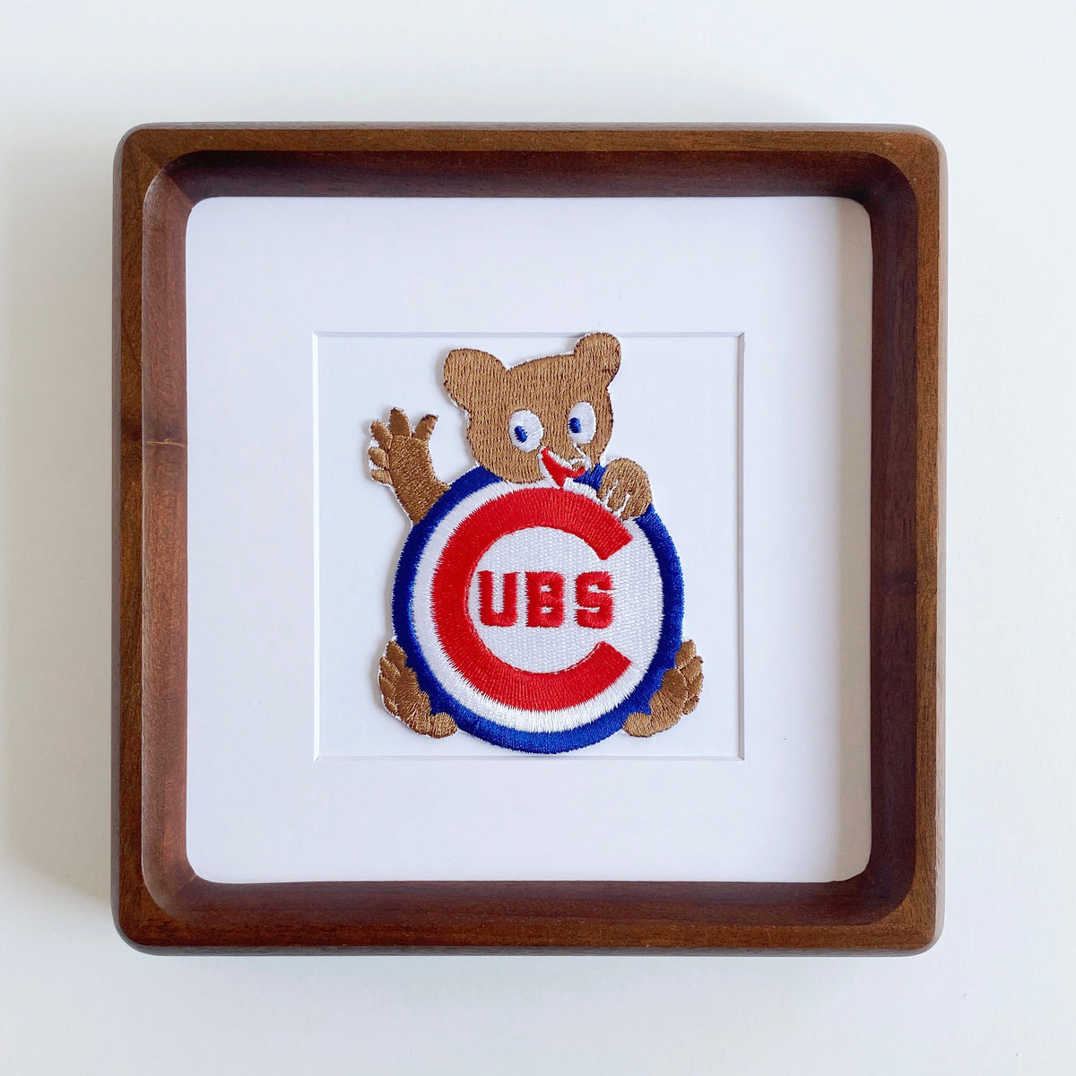 framed chicago cubs cubby bear vintage patch