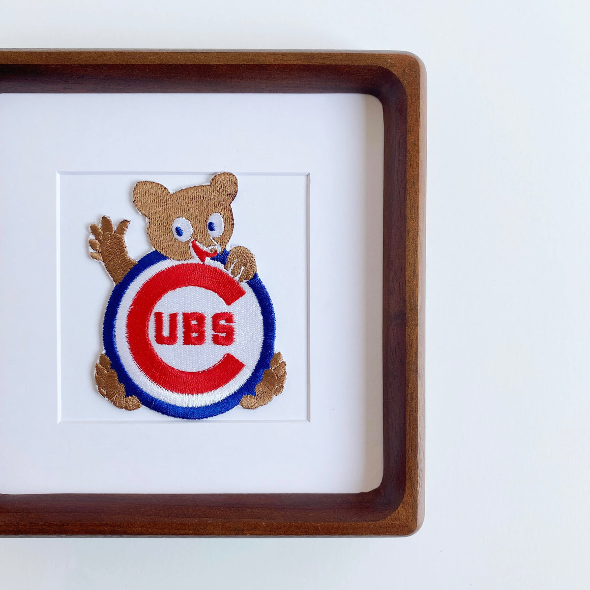 framed chicago cubs cubby bear vintage patch