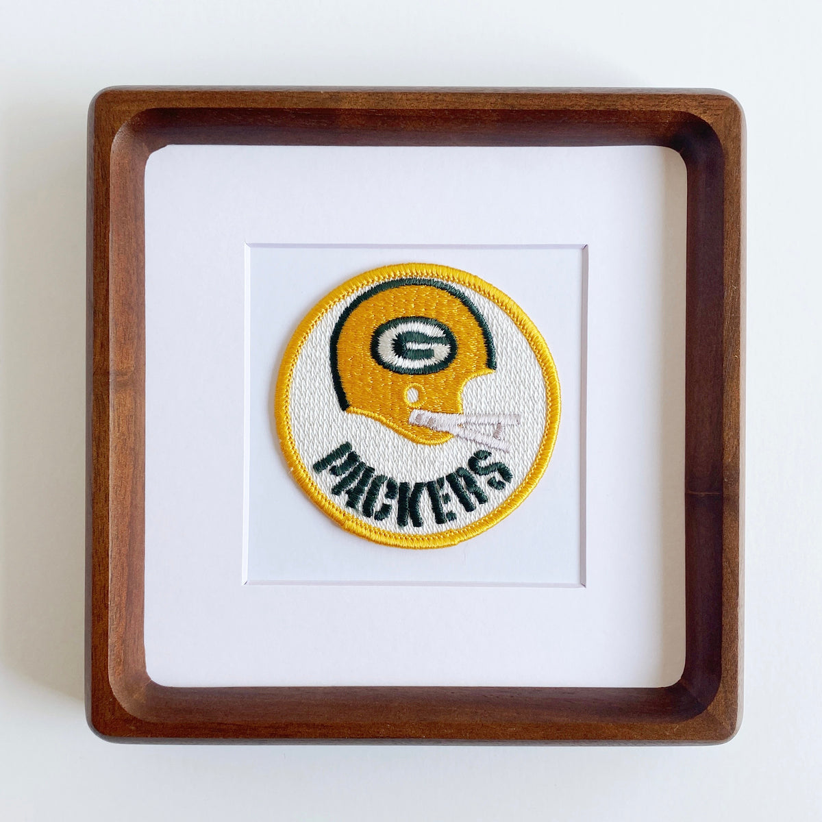 framed greenbay packers helmet vintage patch