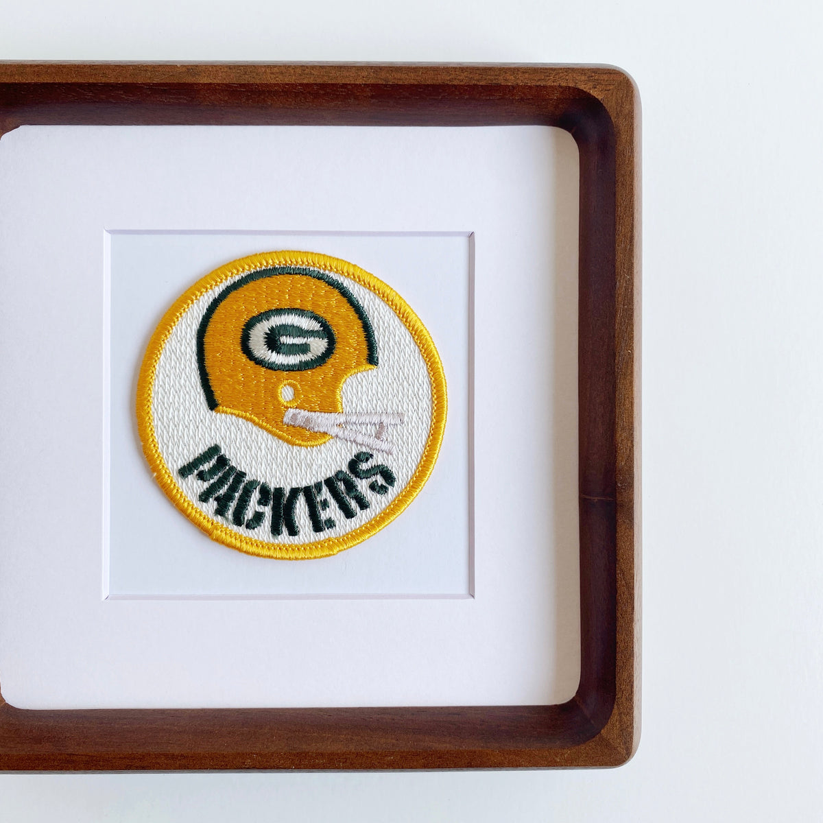 framed greenbay packers helmet vintage patch