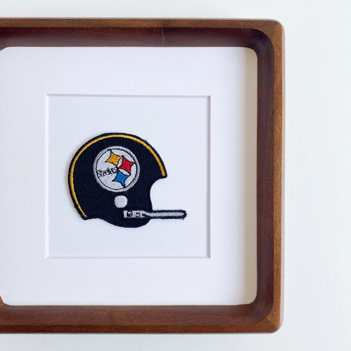 framed pitsburg steelers helmet vintage patch