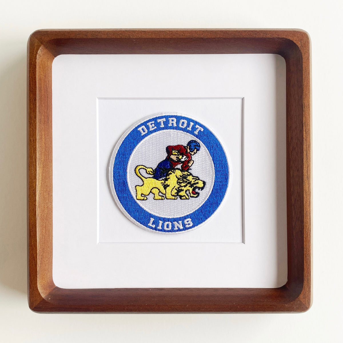 framed detroit lions circle vintage patch