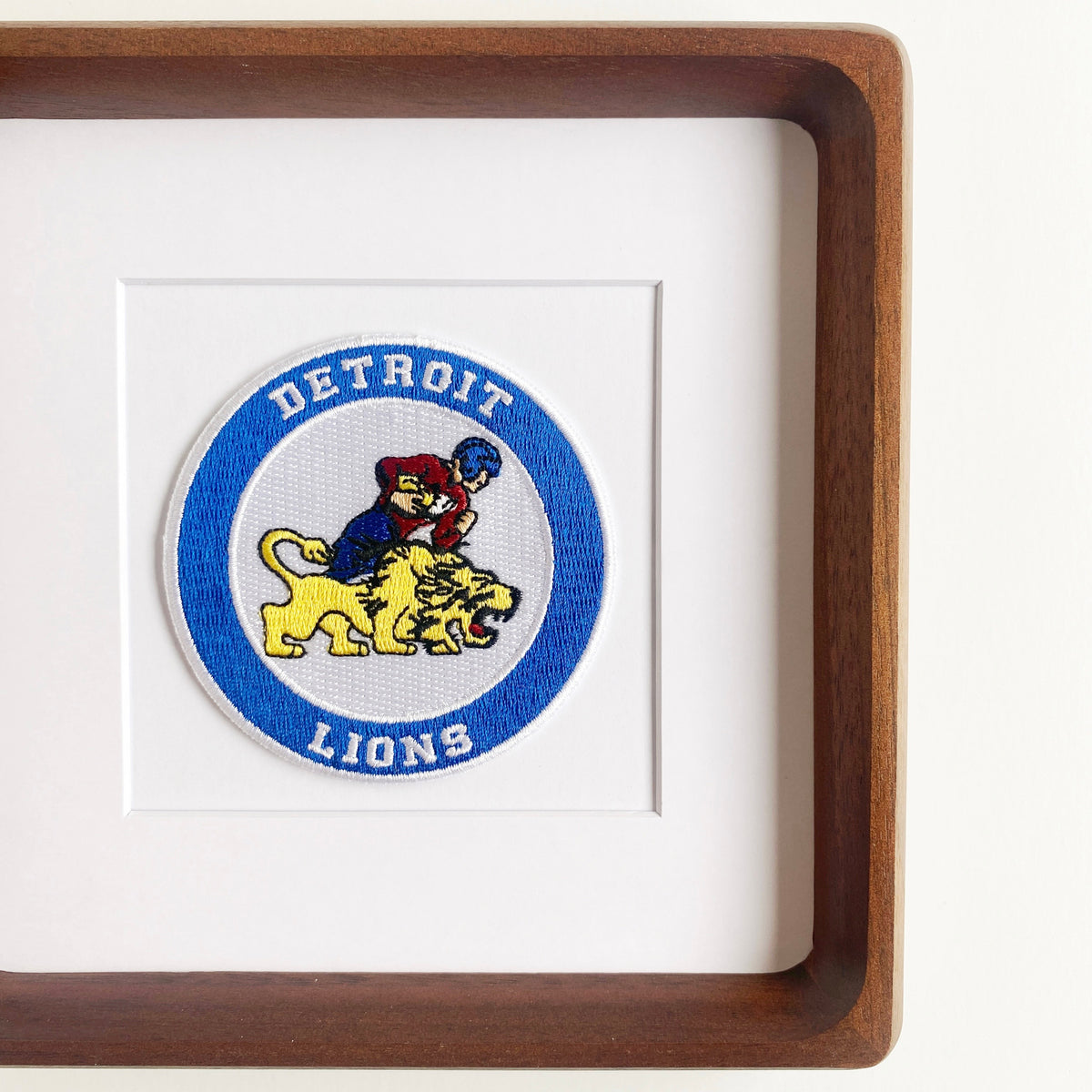 framed detroit lions circle vintage patch