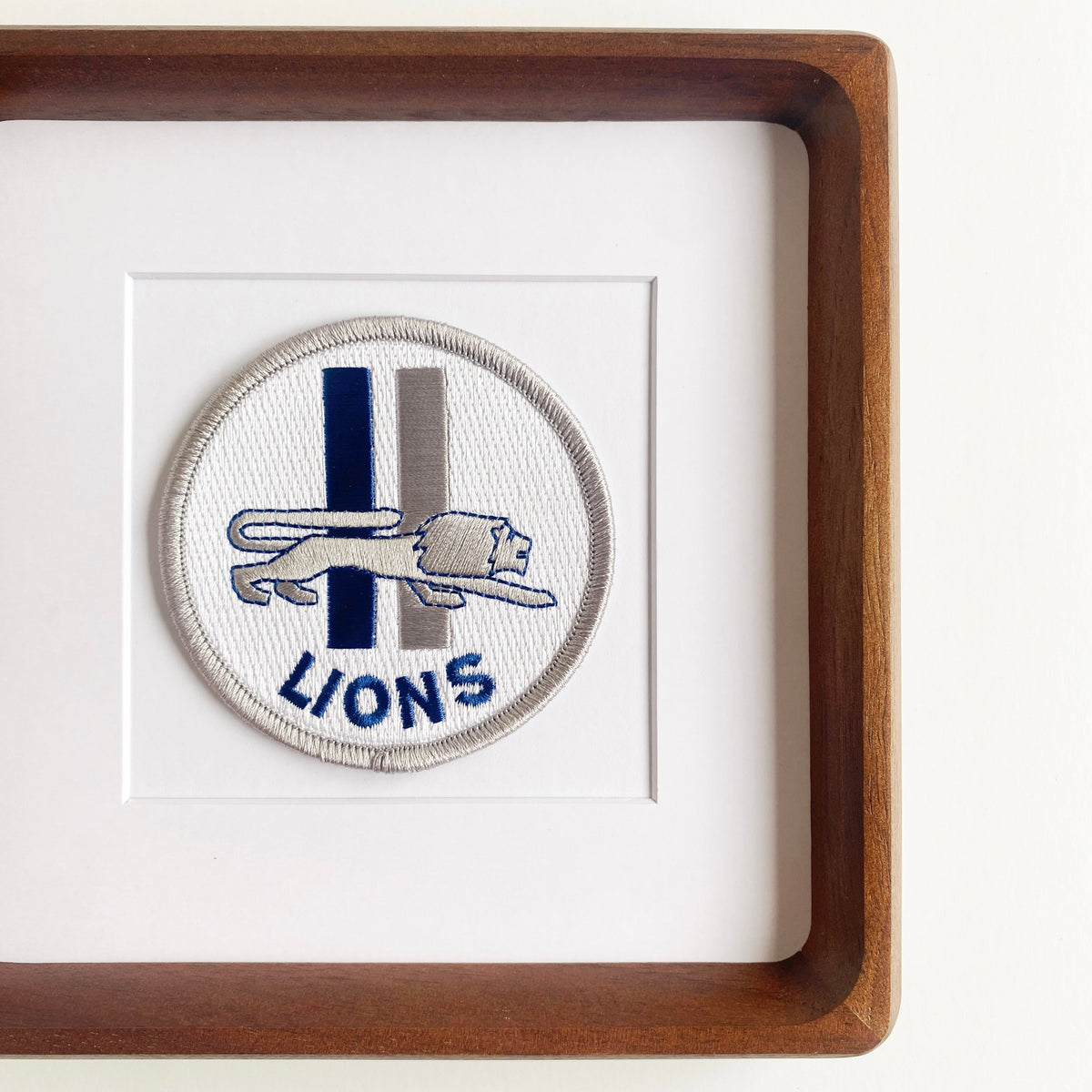 framed detroit lions silver vintage patch