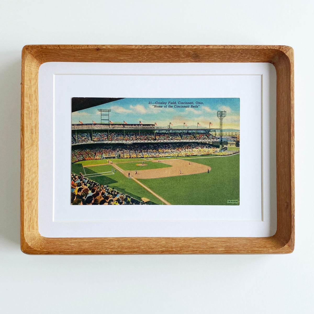 framed cincinnati reds crosley field vintage postcard