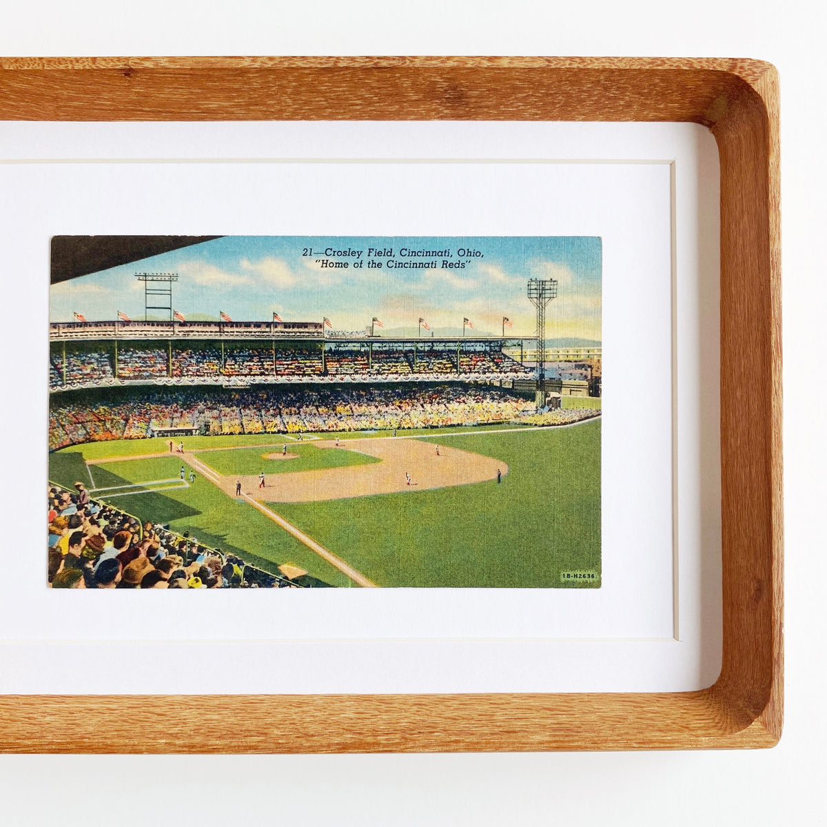 framed cincinnati reds crosley field vintage postcard