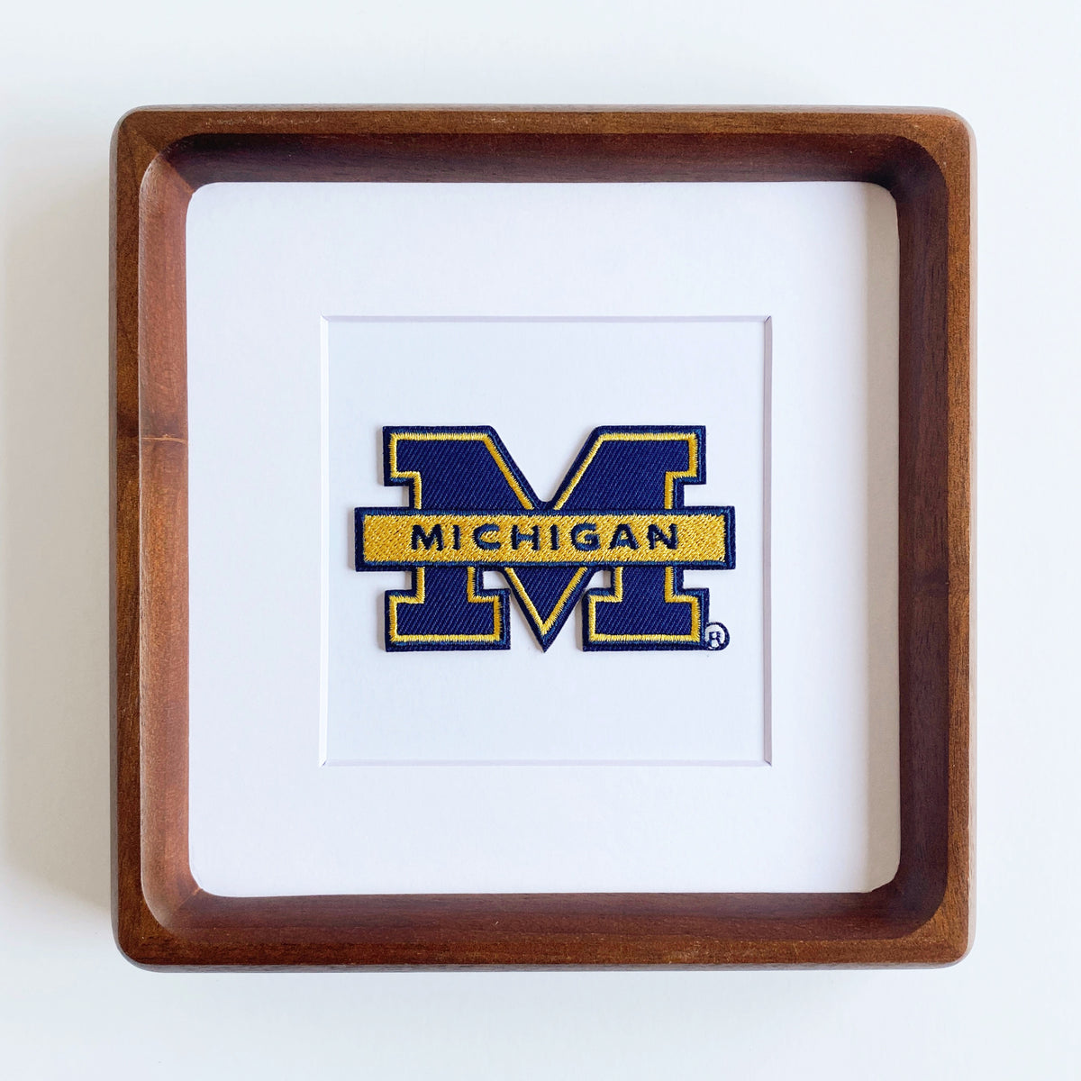 framed university of michigan m vintage patch