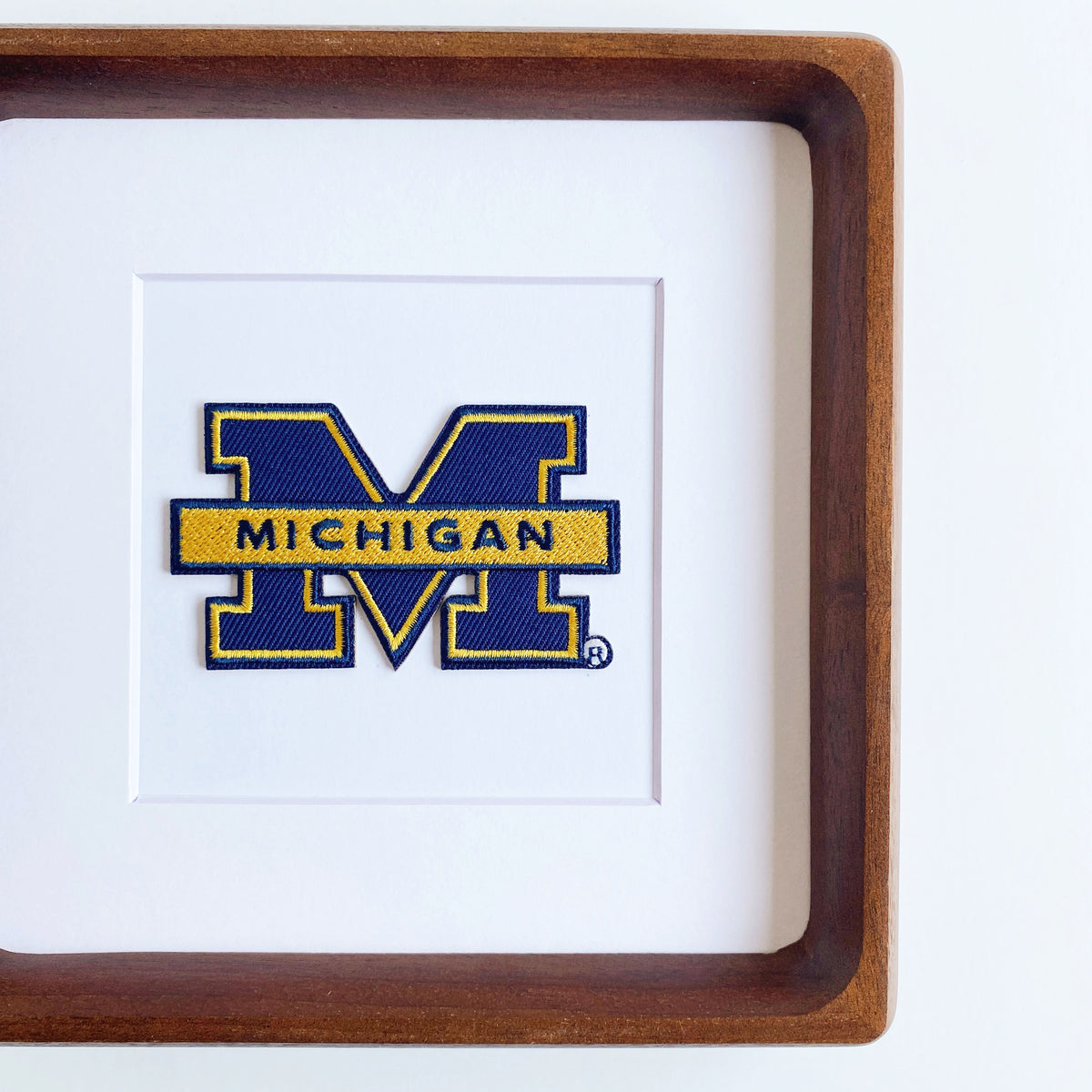 framed university of michigan m vintage patch