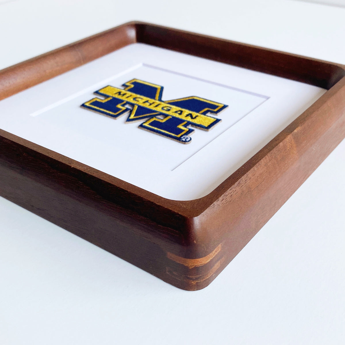 framed university of michigan m vintage patch