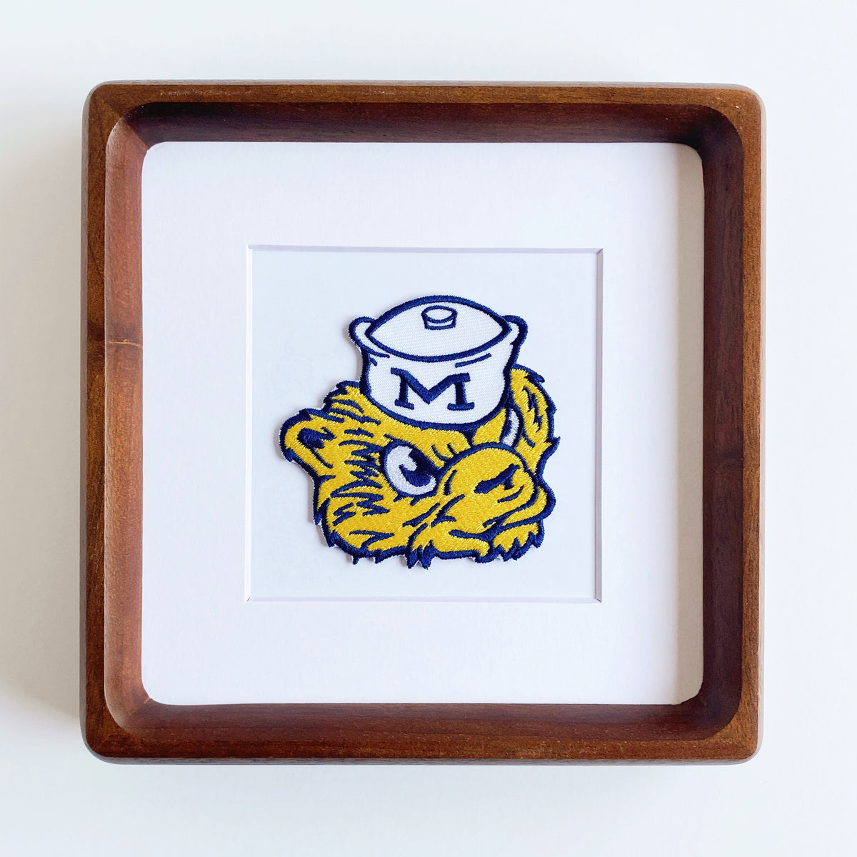 framed university of michigan wolverine vintage patch