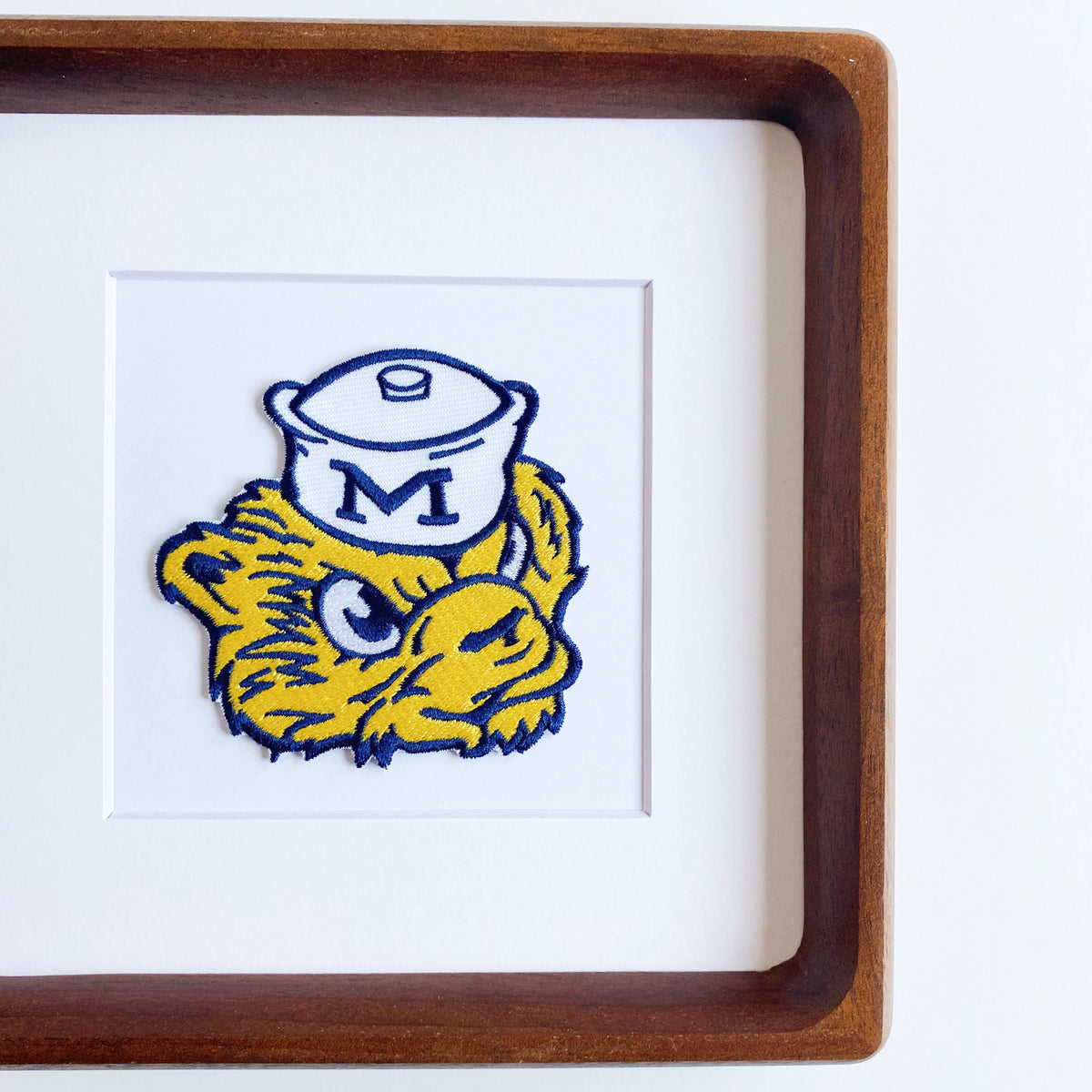 framed university of michigan wolverine vintage patch