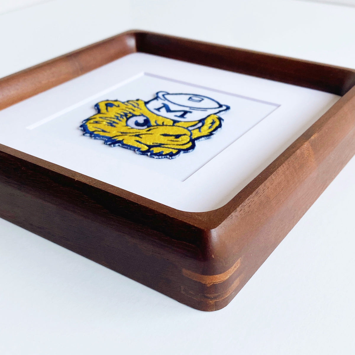 framed university of michigan wolverine vintage patch