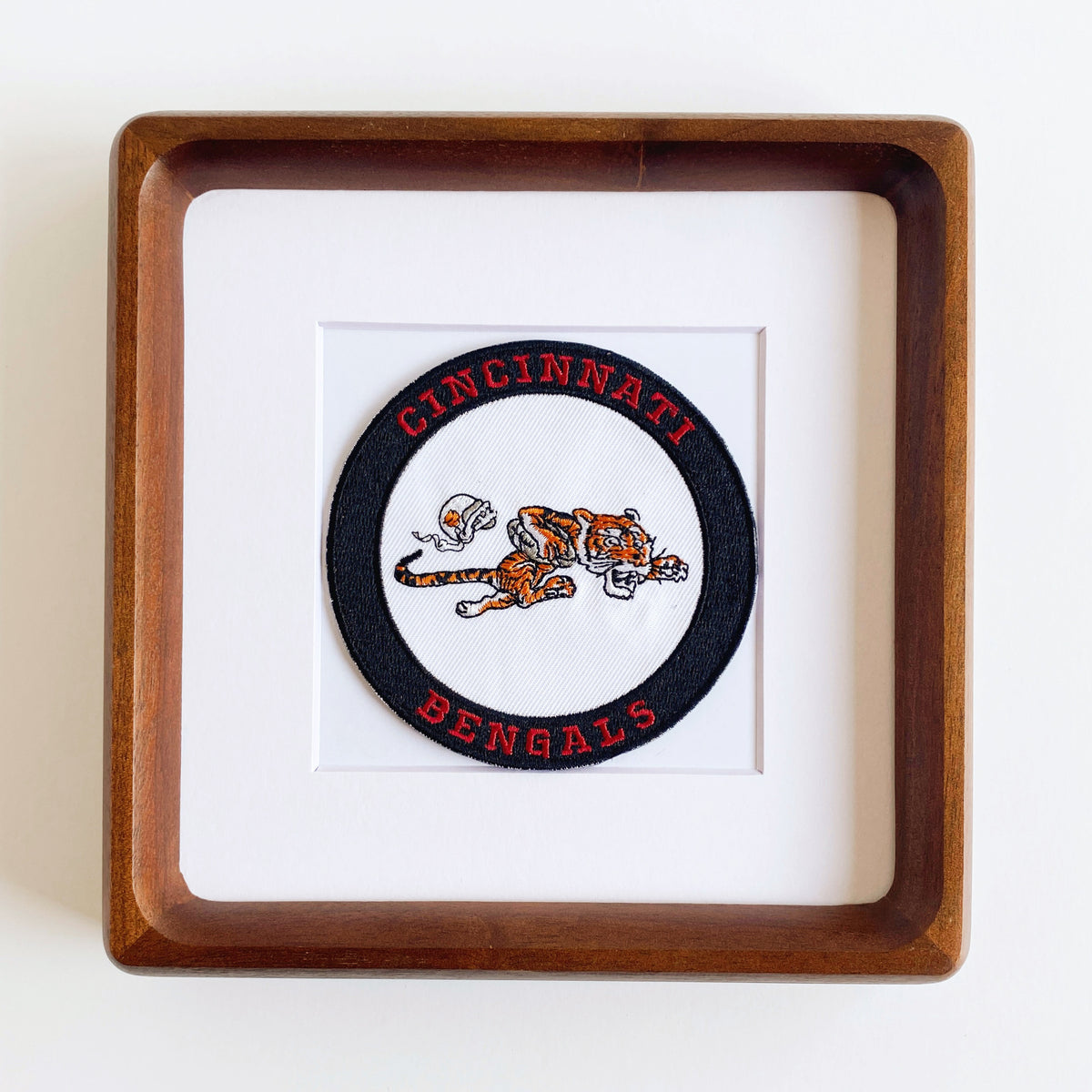 framed cincinnati bengals black ring vintage patch