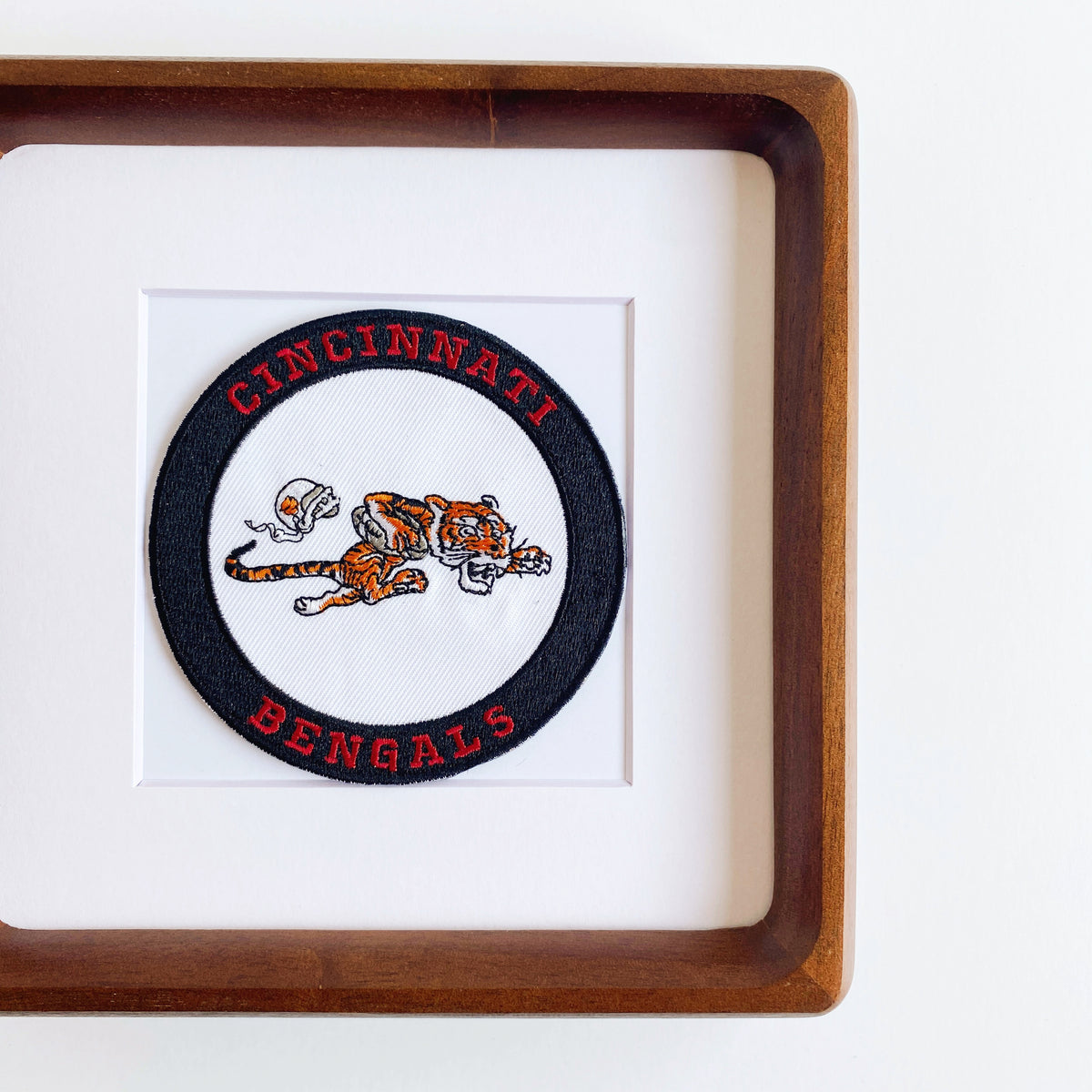 framed cincinnati bengals black ring vintage patch