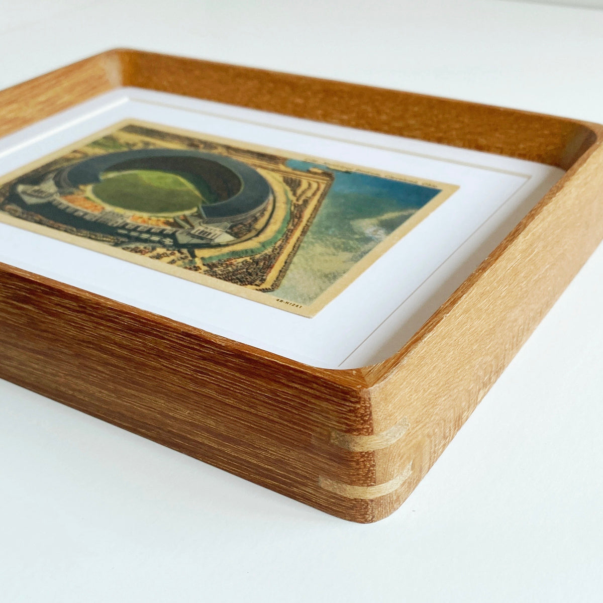 framed cleveland municipal stadium vintage postcard