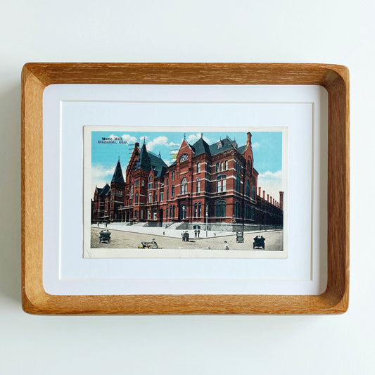 framed cincinnati music hall vintage postcard
