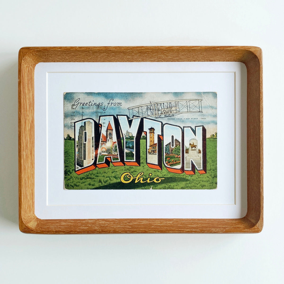 framed greetings from dayton, ohio vintage postcard