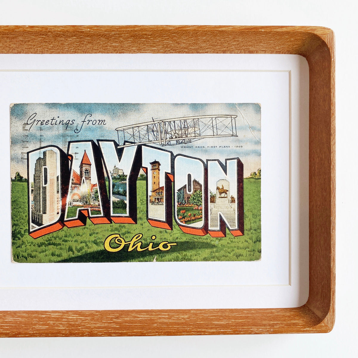 framed greetings from dayton, ohio vintage postcard